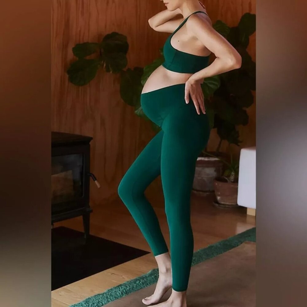 Free People x HATCH Never Better Maternity Leggings Sz MGarden Green Boho Yoga